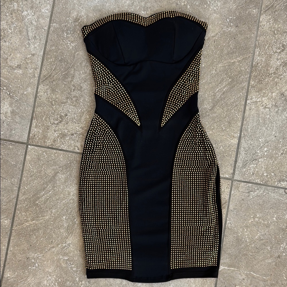 Bebe Black Bodycon Strapless Dress